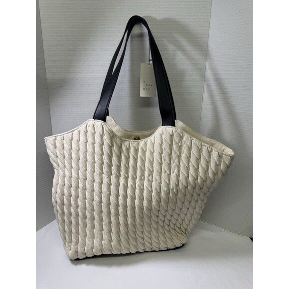 A New Day Quilted Shopper Tote Shoulder/Handbag/Purse w/Magnetic Closure Beige - Picture 1 of 14